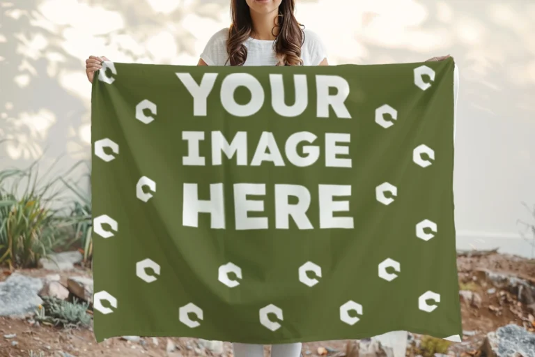 Olive Green Blanket Mockup Template