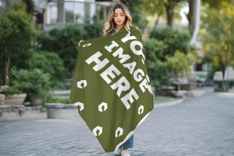 Olive Green Blanket Mockup Template