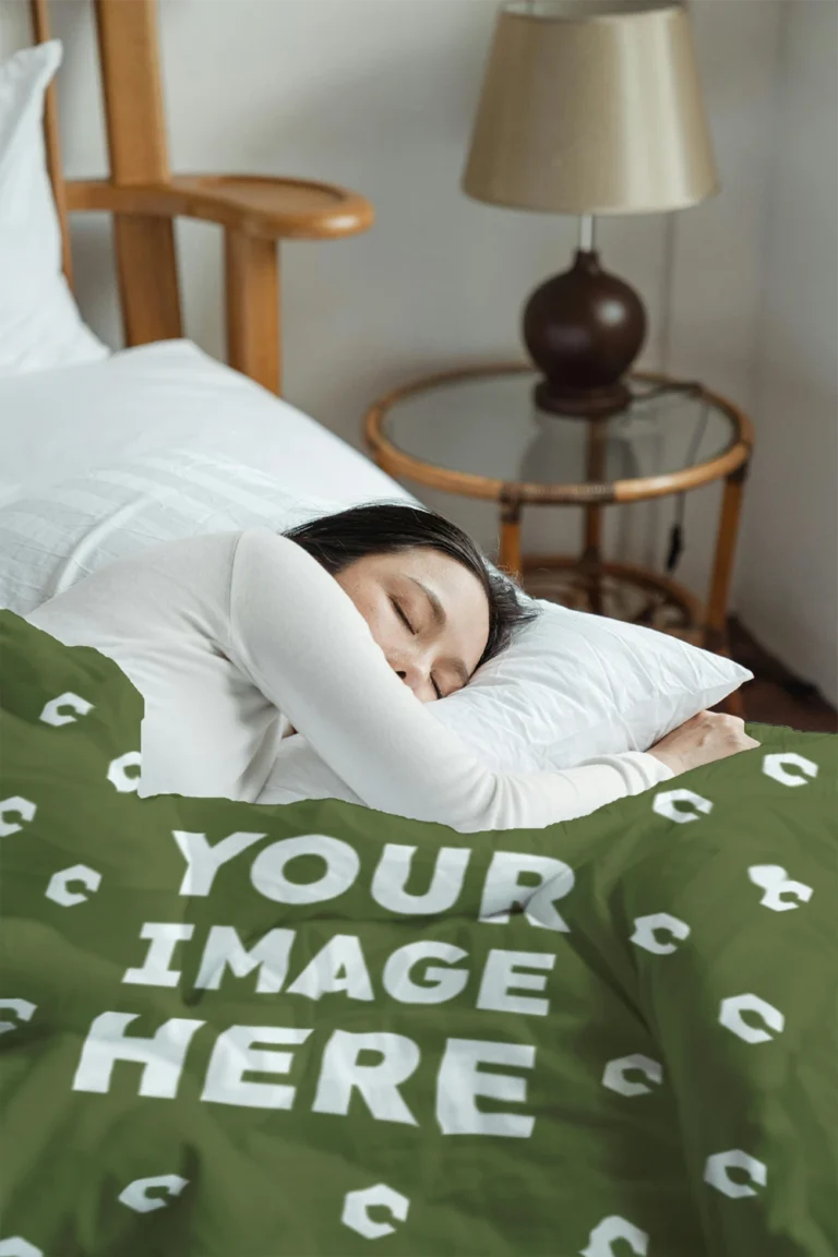 Olive Green Blanket Mockup Template