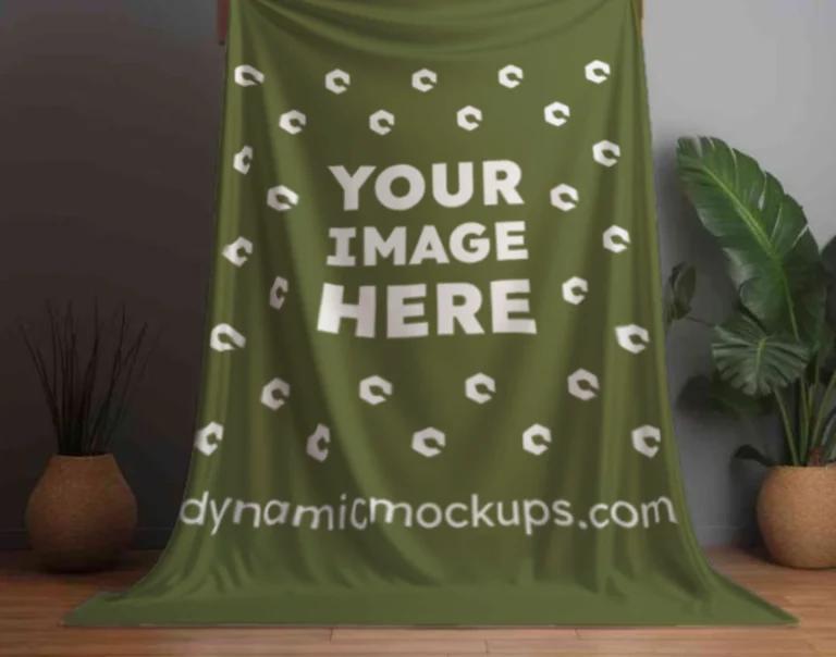 Olive Green Blanket Mockup Template