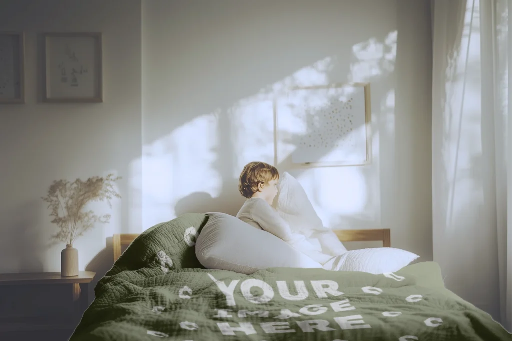 Olive Green Blanket Mockup Template