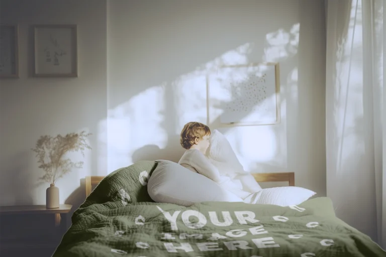 Olive Green Blanket Mockup Template
