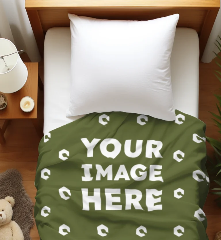Olive Green Blanket Mockup Template