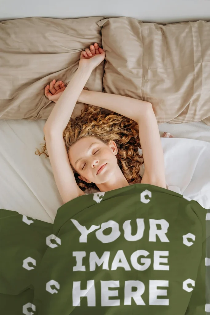 Olive Green Blanket Mockup Template