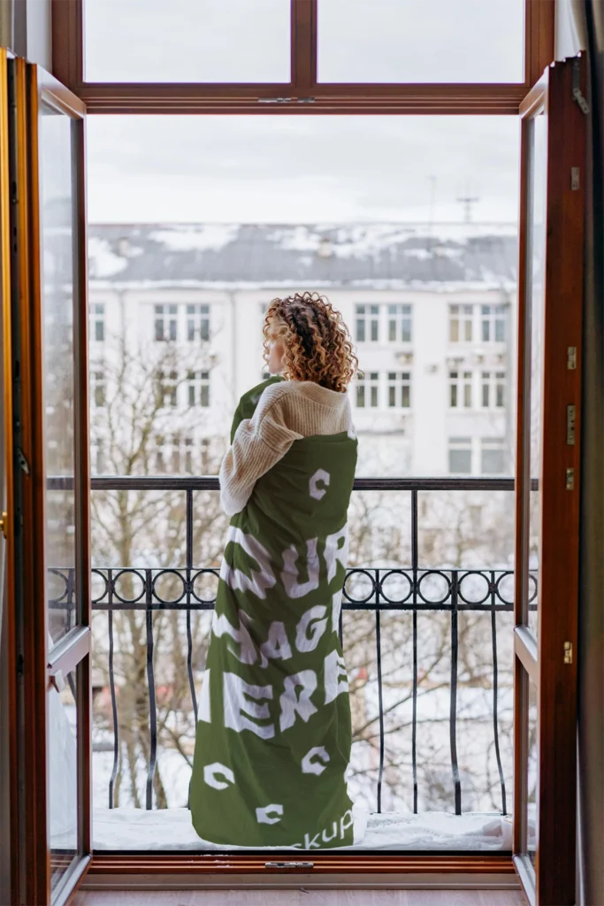Olive Green Blanket Mockup Template