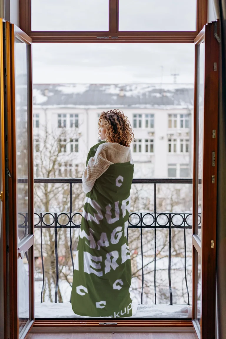 Olive Green Blanket Mockup Template