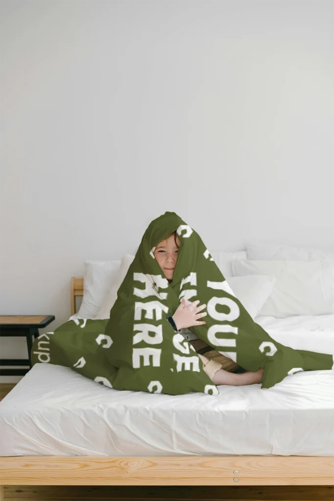 Olive Green Blanket Mockup Template