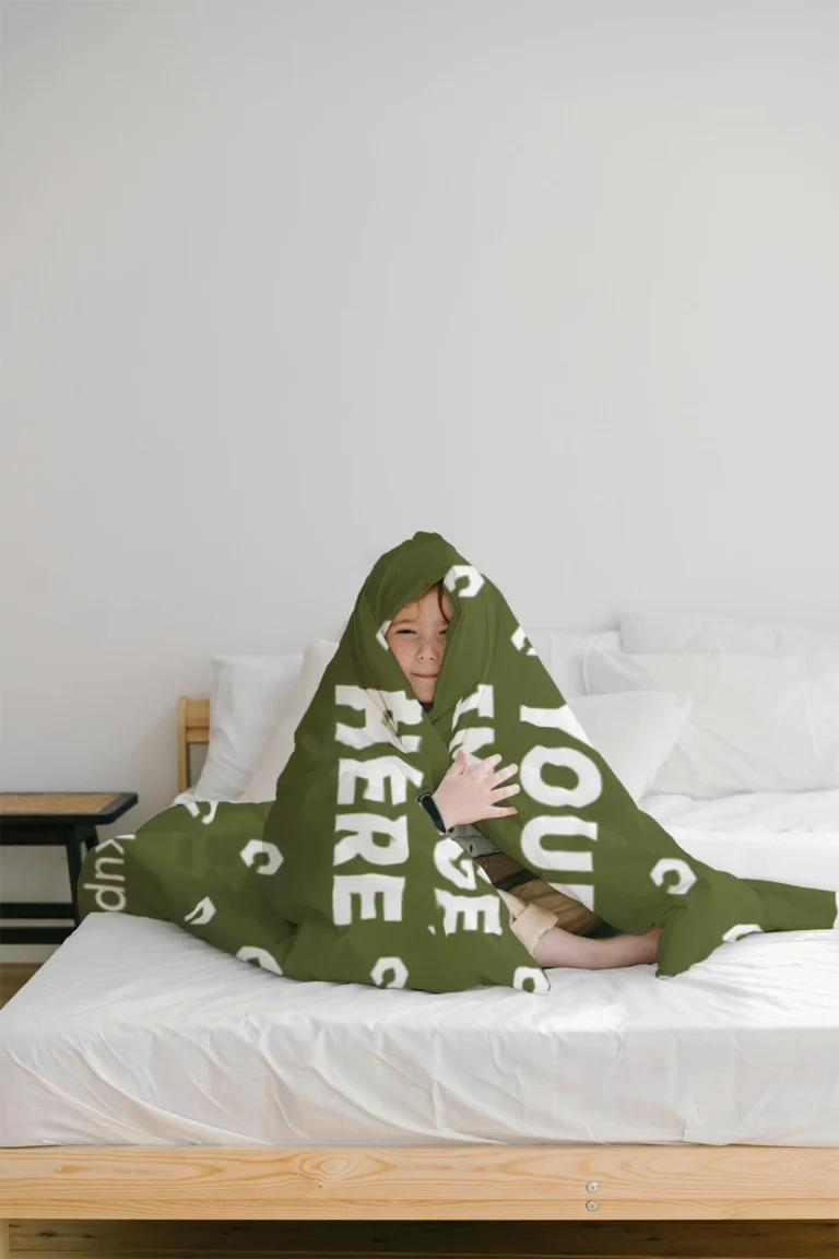 Olive Green Blanket Mockup Template