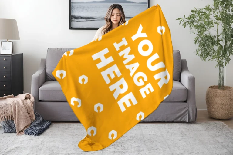 Orange Blanket Mockup Template