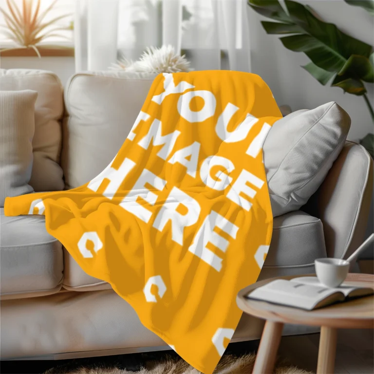 Orange Blanket Mockup Template