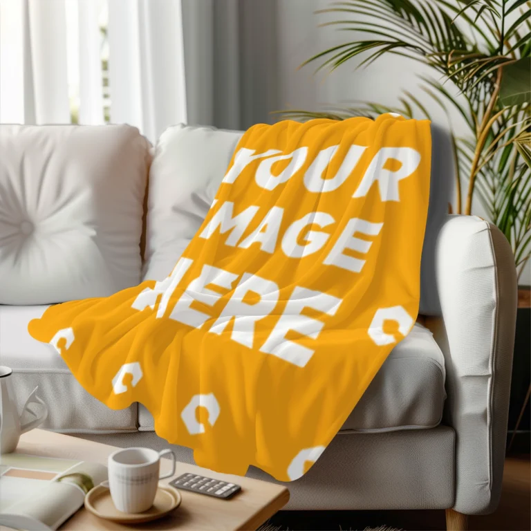 Orange Blanket Mockup Template