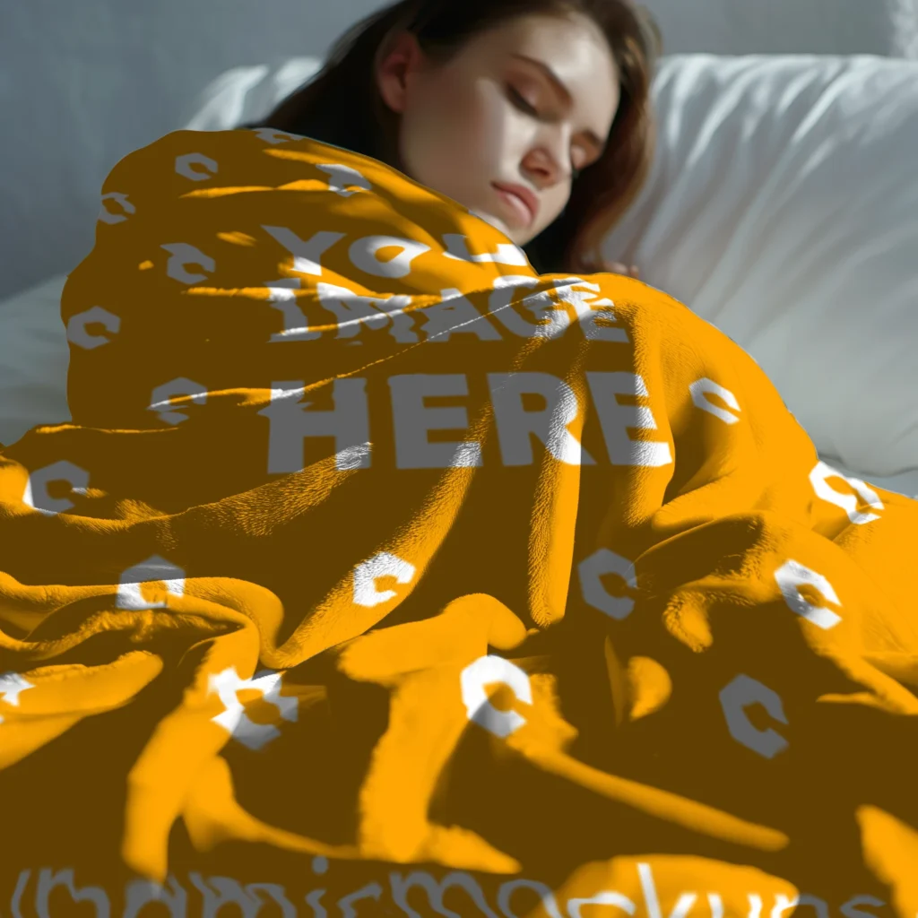 Orange Blanket Mockup Template