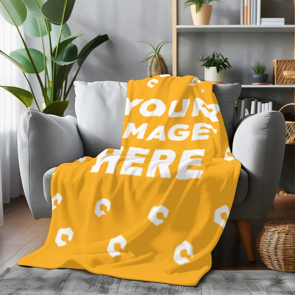 Orange Blanket Mockup Template