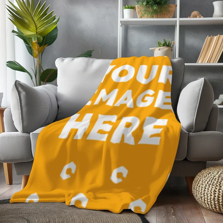 Orange Blanket Mockup Template