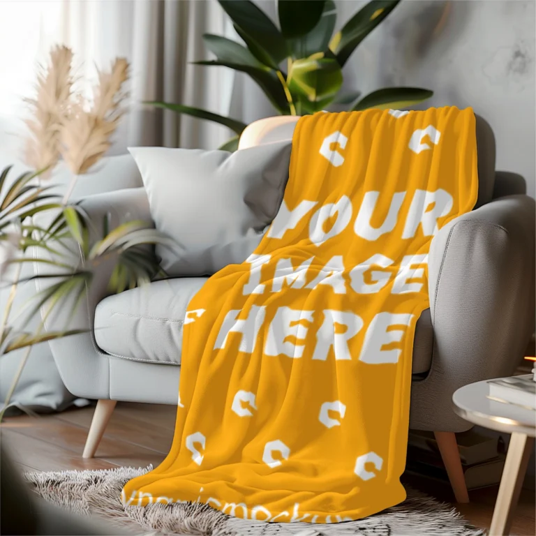 Orange Blanket Mockup Template