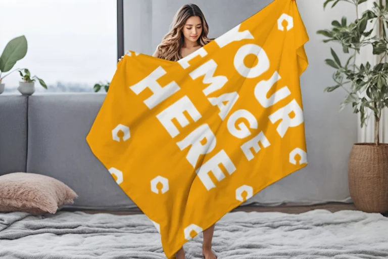 Orange Blanket Mockup Template
