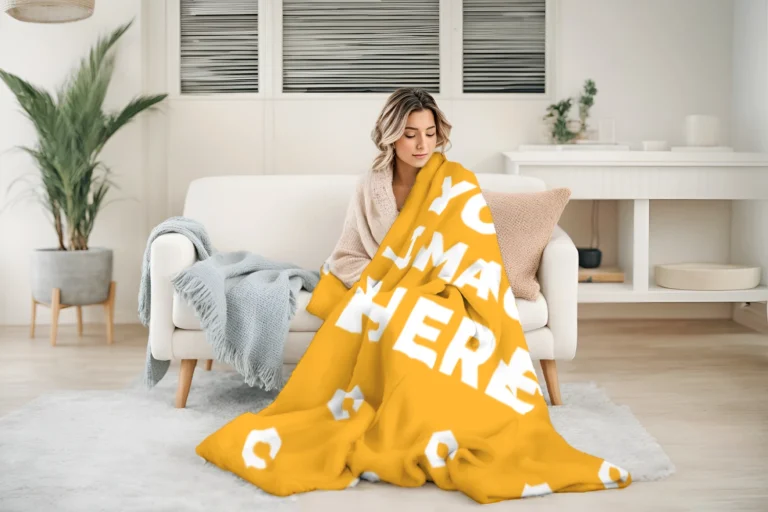 Orange Blanket Mockup Template