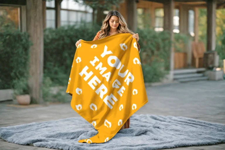 Orange Blanket Mockup Template