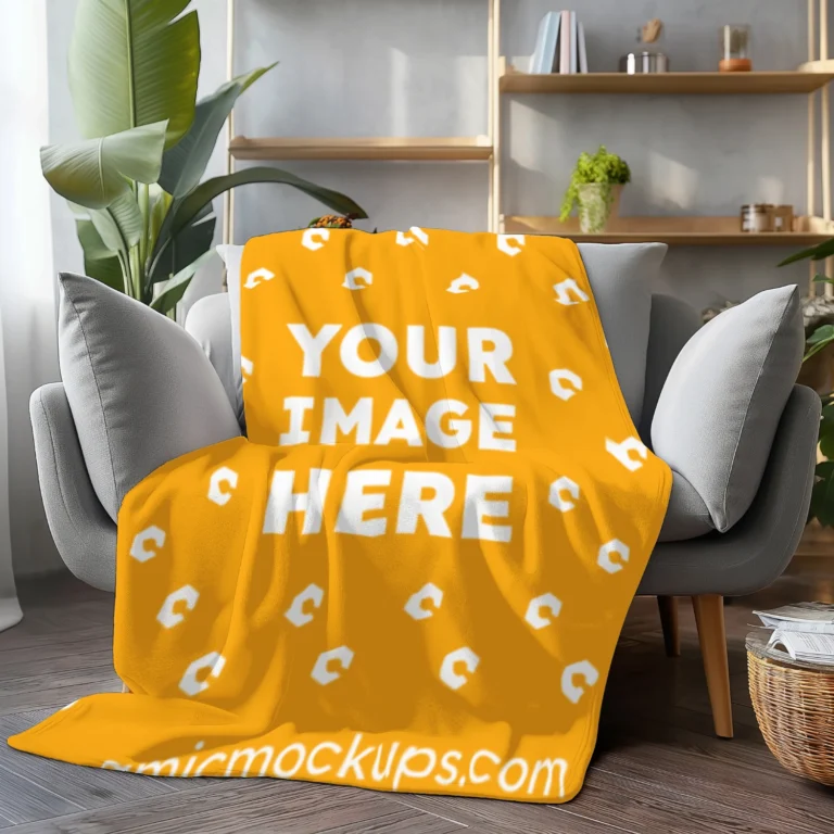 Orange Blanket Mockup Template