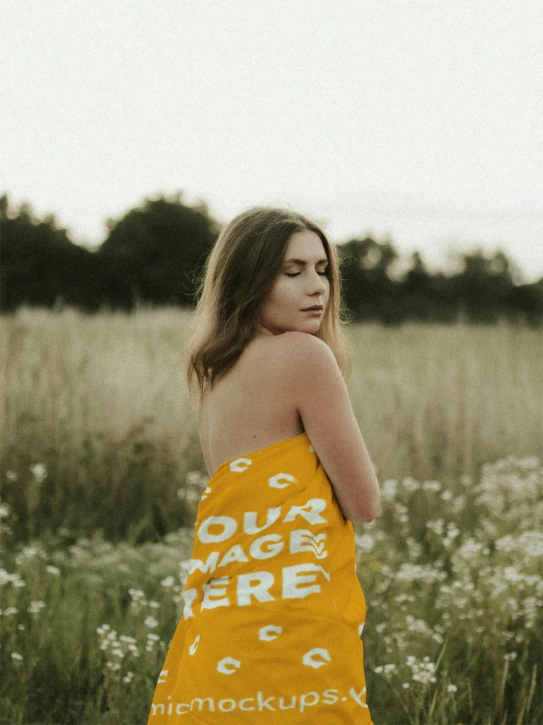 Orange Blanket Mockup Template