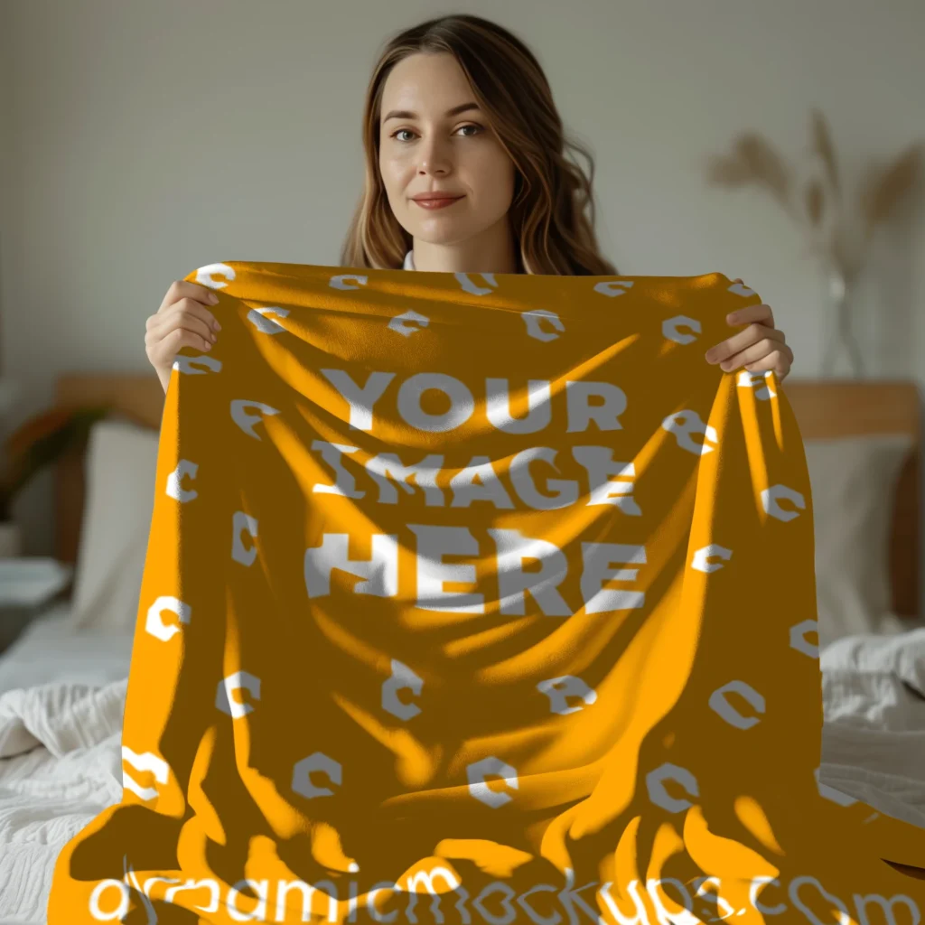 Orange Blanket Mockup Template