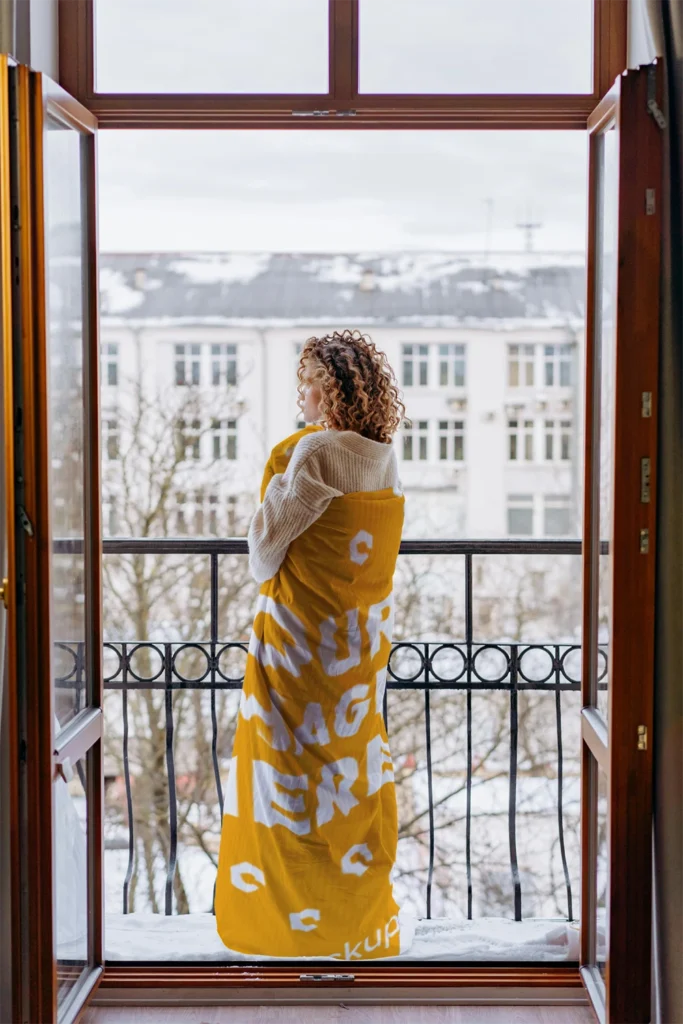 Orange Blanket Mockup Template