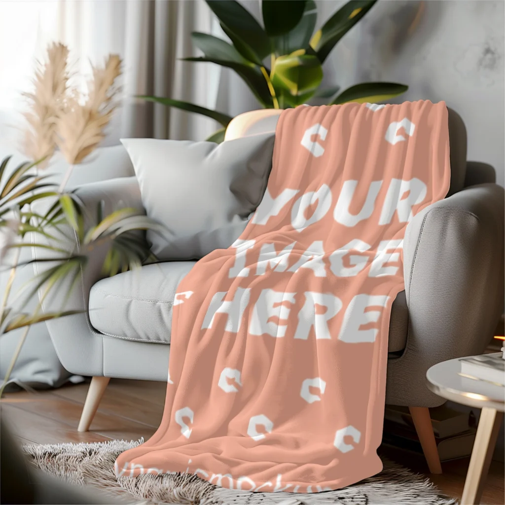 Peach Blanket Mockup Template