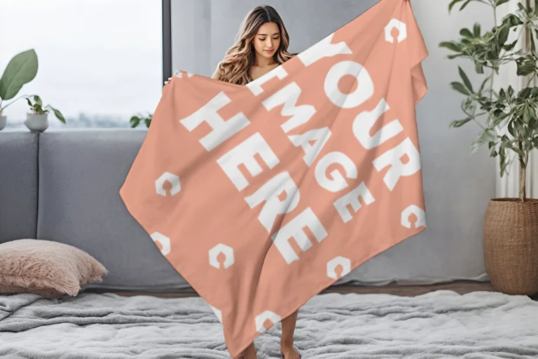 Peach Blanket Mockup Template