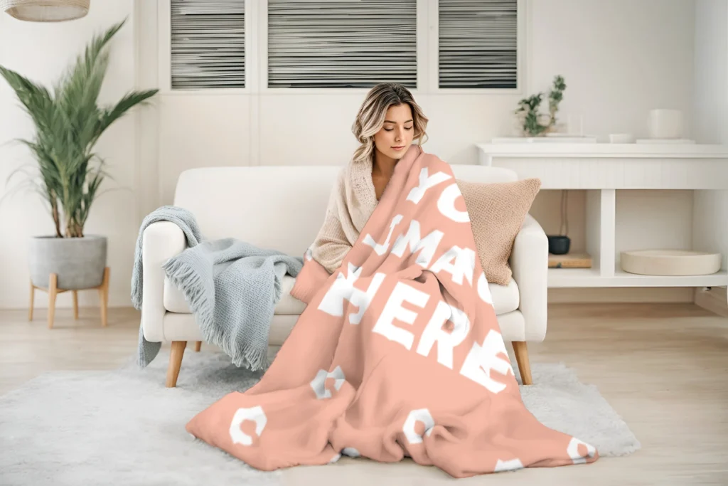 Peach Blanket Mockup Template