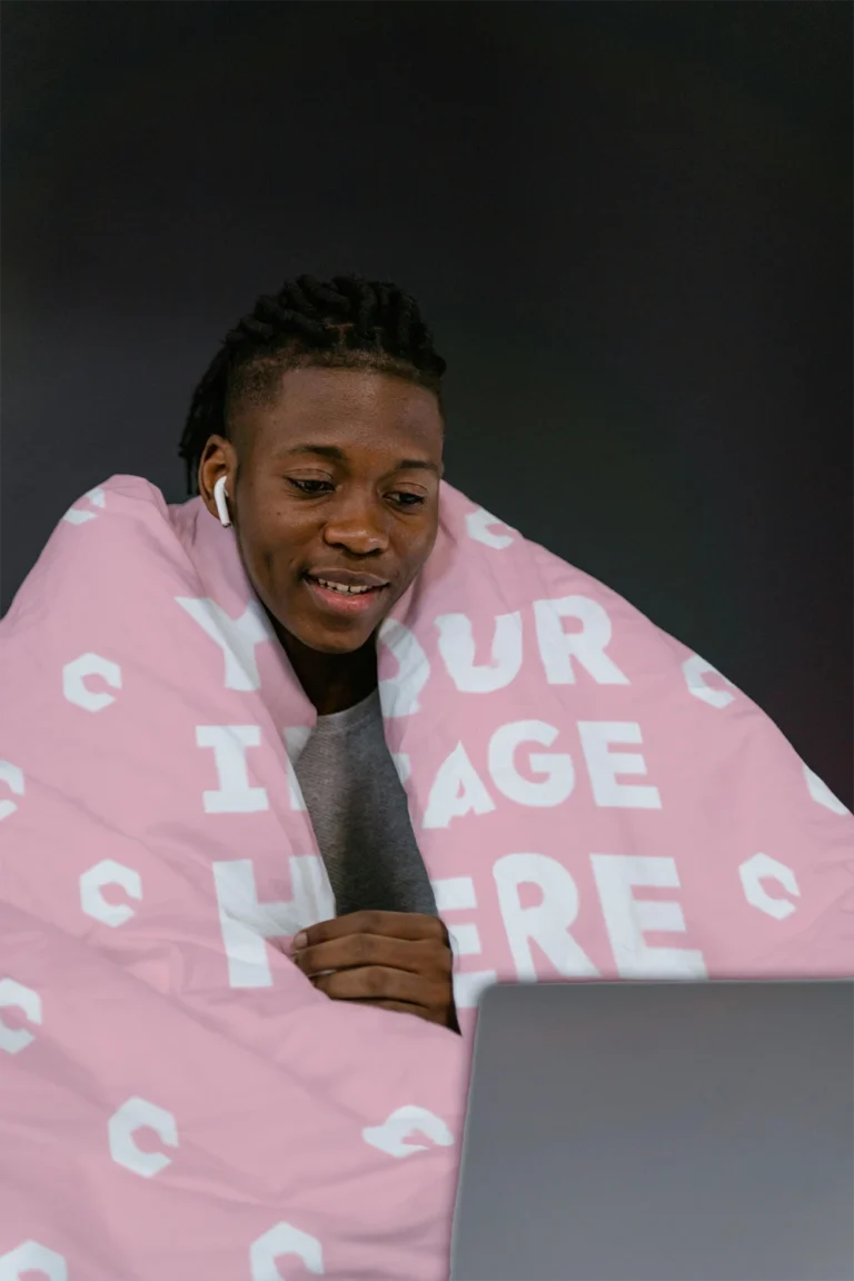 Pink Blanket Mockup Template