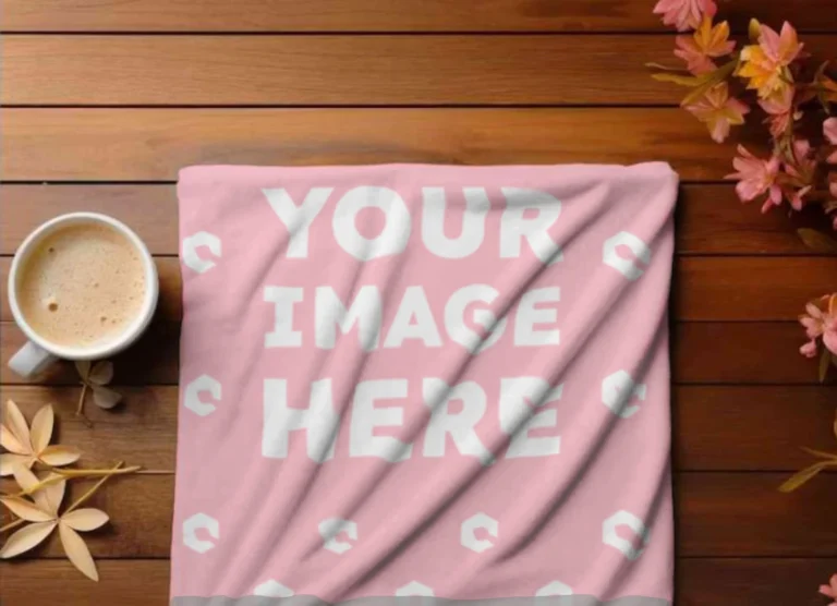 Pink Blanket Mockup Template