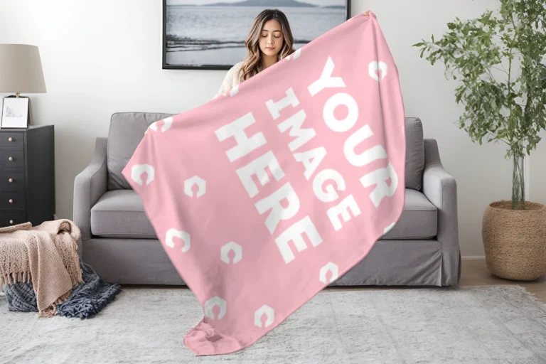 Pink Blanket Mockup Template