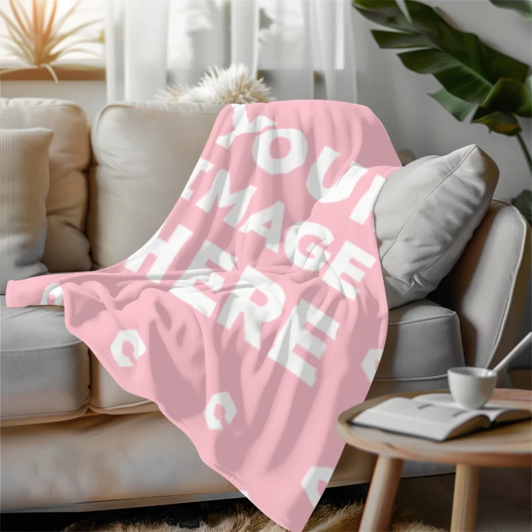 Pink Blanket Mockup Template