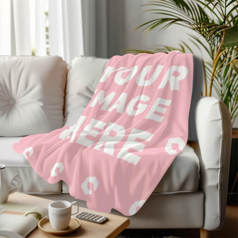 Pink Blanket Mockup Template