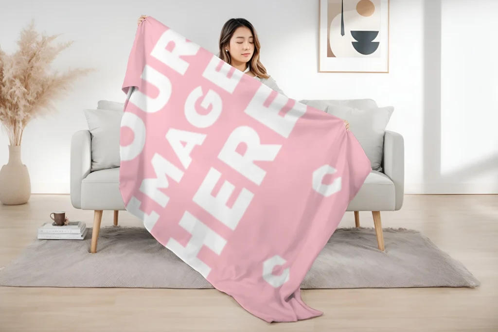 Pink Blanket Mockup Template