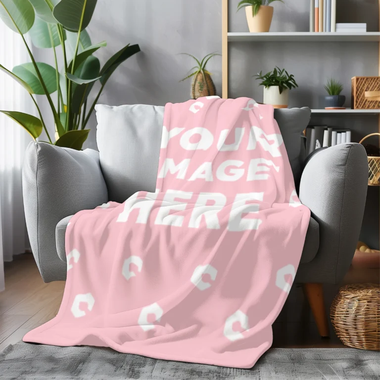 Pink Blanket Mockup Template