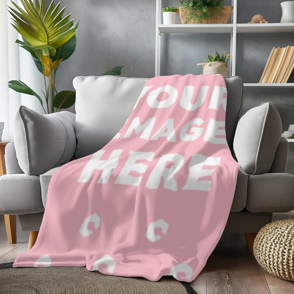 Pink Blanket Mockup Template