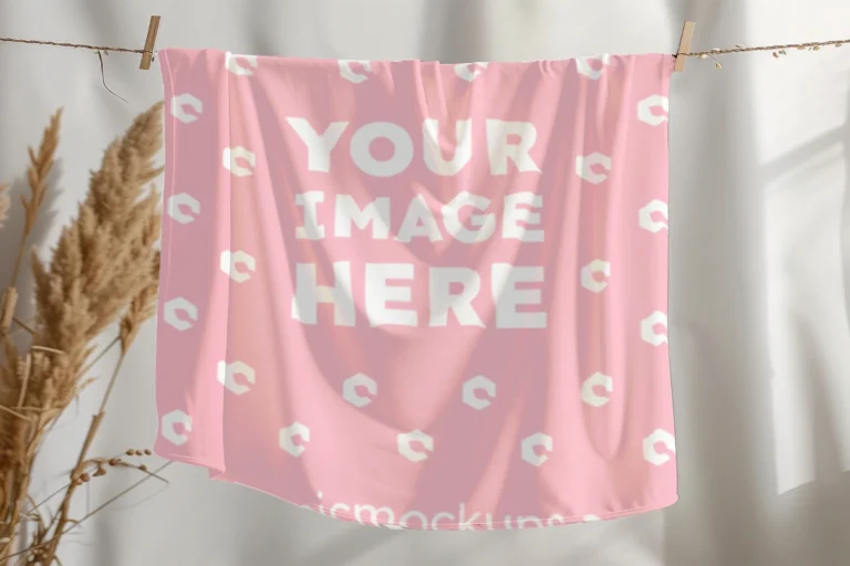 Pink Blanket Mockup Template