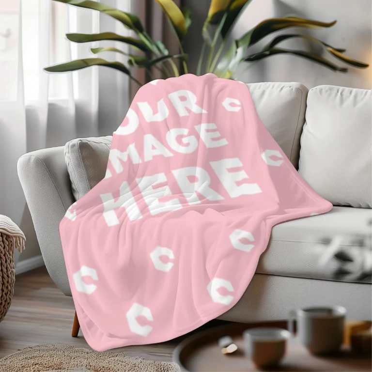 Pink Blanket Mockup Template