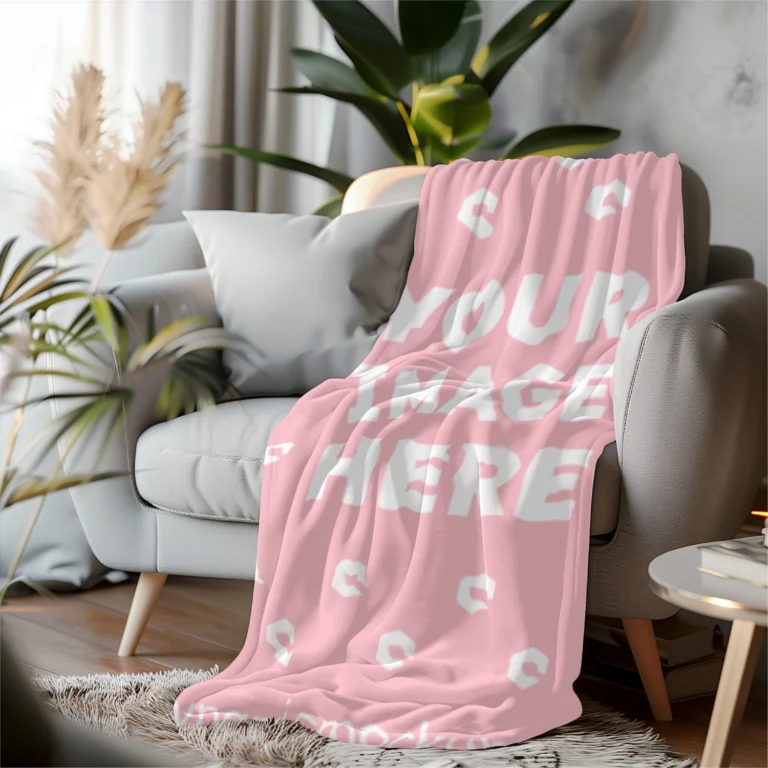 Pink Blanket Mockup Template