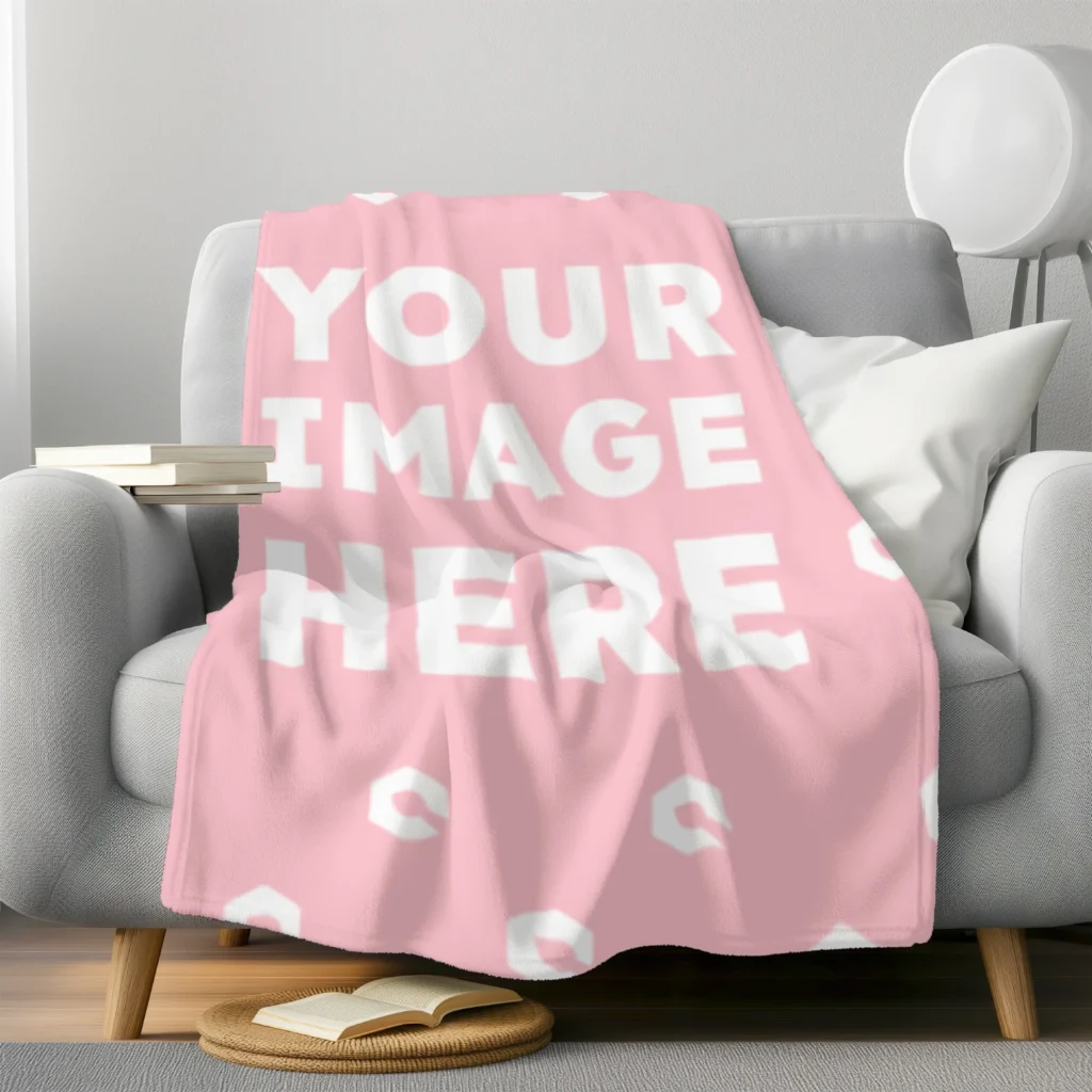 Pink Blanket Mockup Template