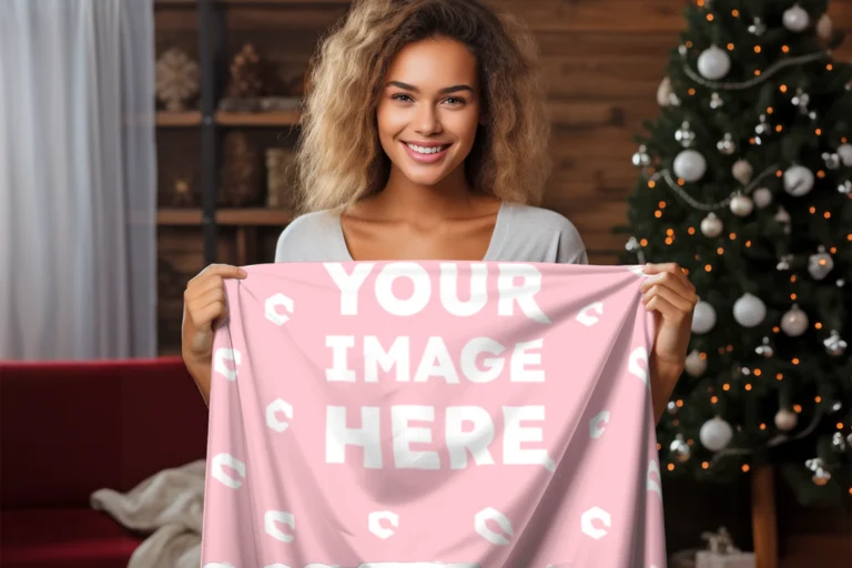 Pink Blanket Mockup Template