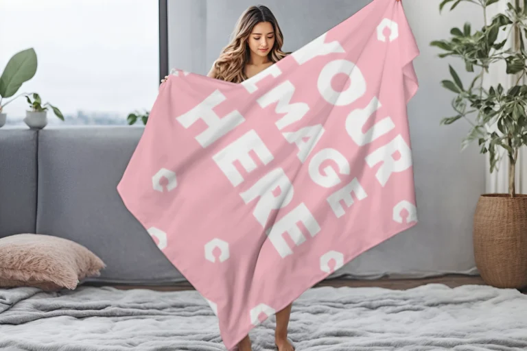 Pink Blanket Mockup Template