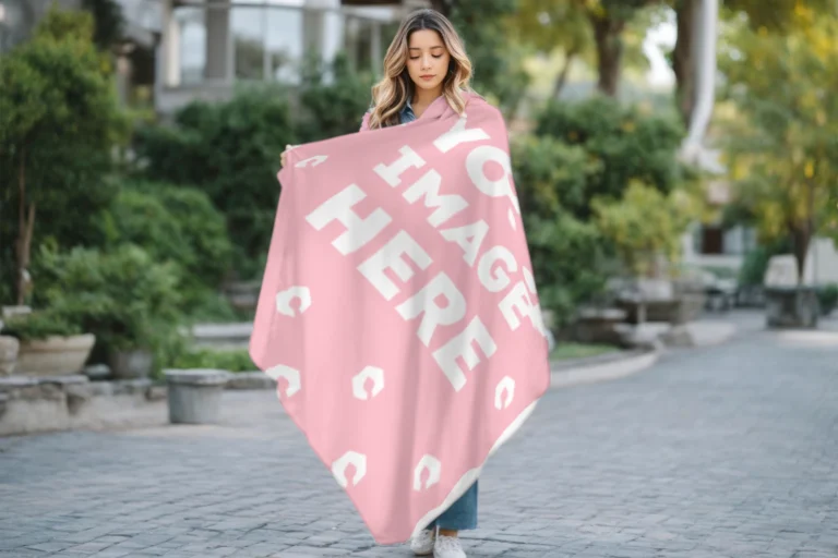 Pink Blanket Mockup Template