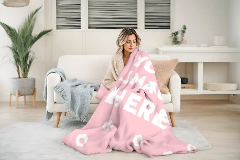 Pink Blanket Mockup Template