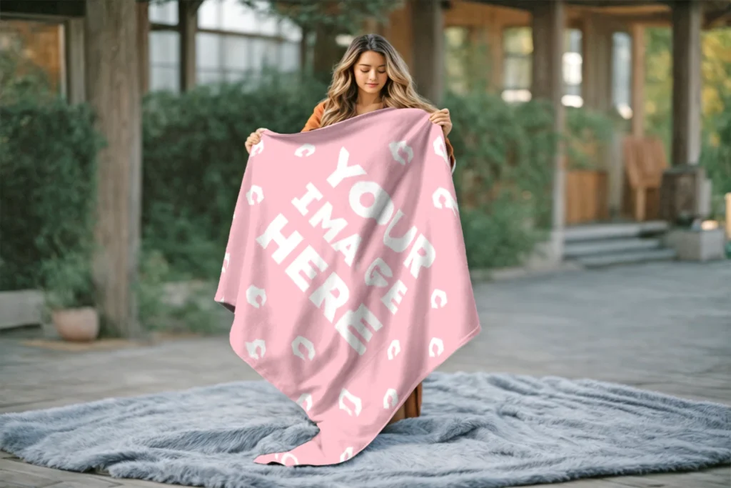 Pink Blanket Mockup Template