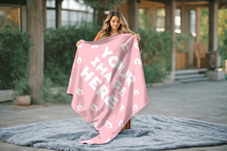Pink Blanket Mockup Template