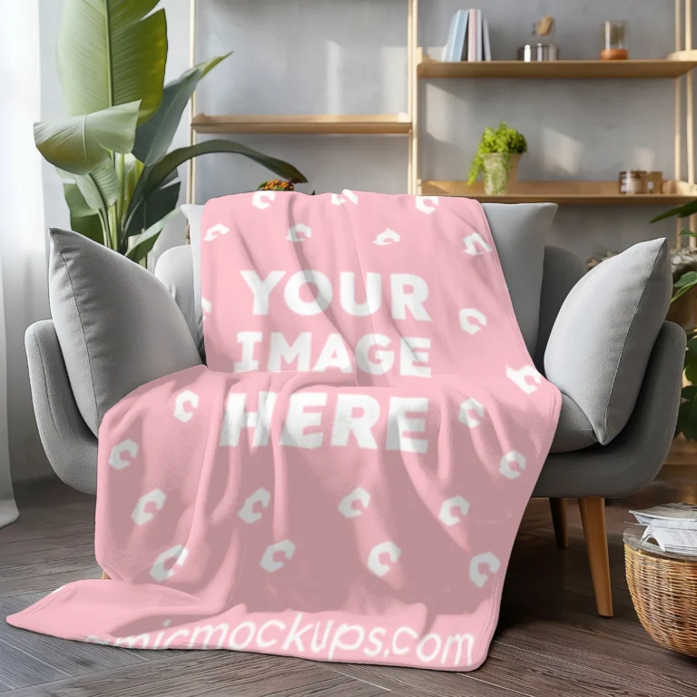 Pink Blanket Mockup Template