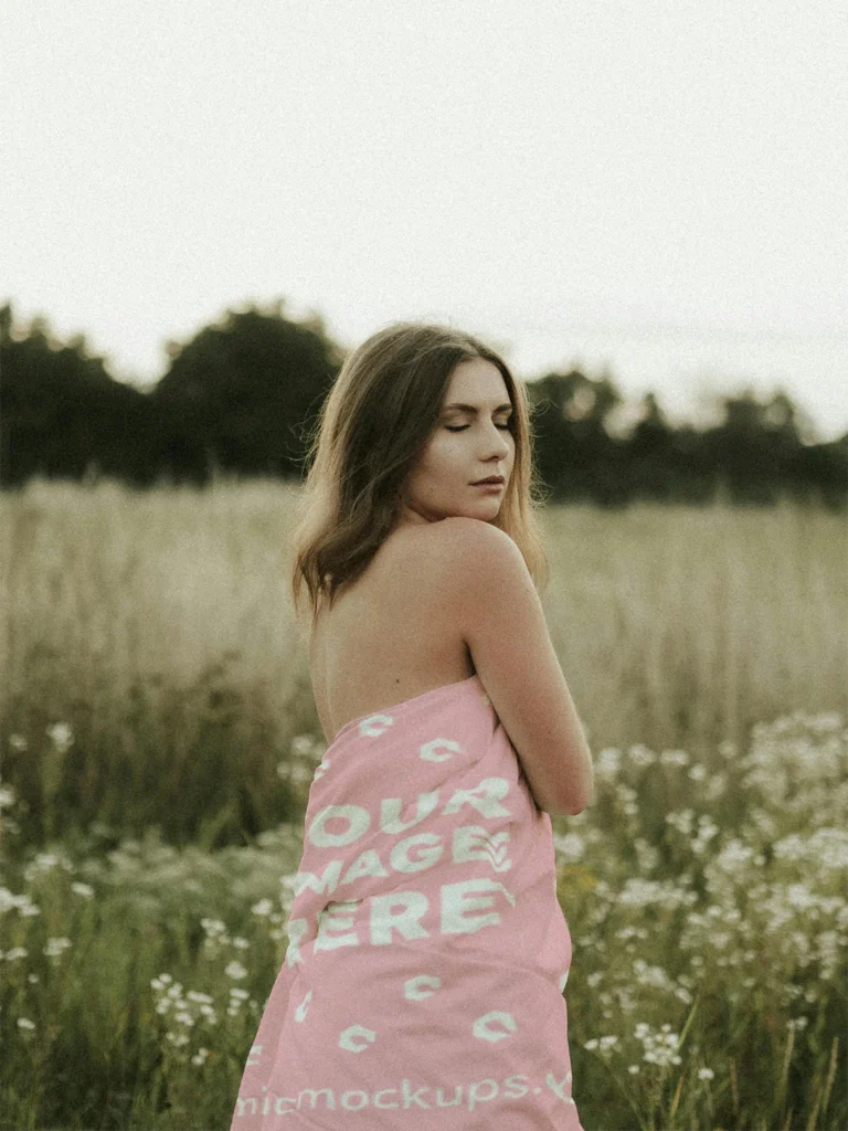 Pink Blanket Mockup Template