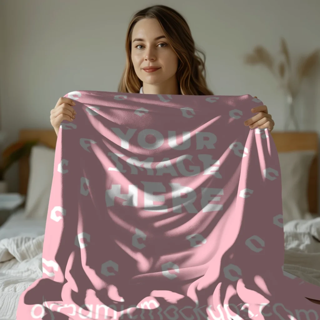 Pink Blanket Mockup Template